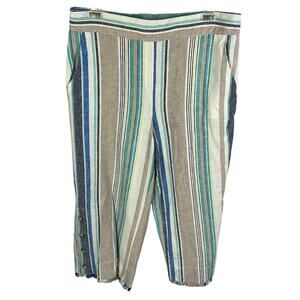 Hope & Harlow Wide Leg Cropped Linen Blend Pants Size 14 Spring Summer Lagenlook